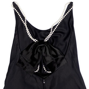 80s Pearl Strap Halter Cocktail Dress A-Line